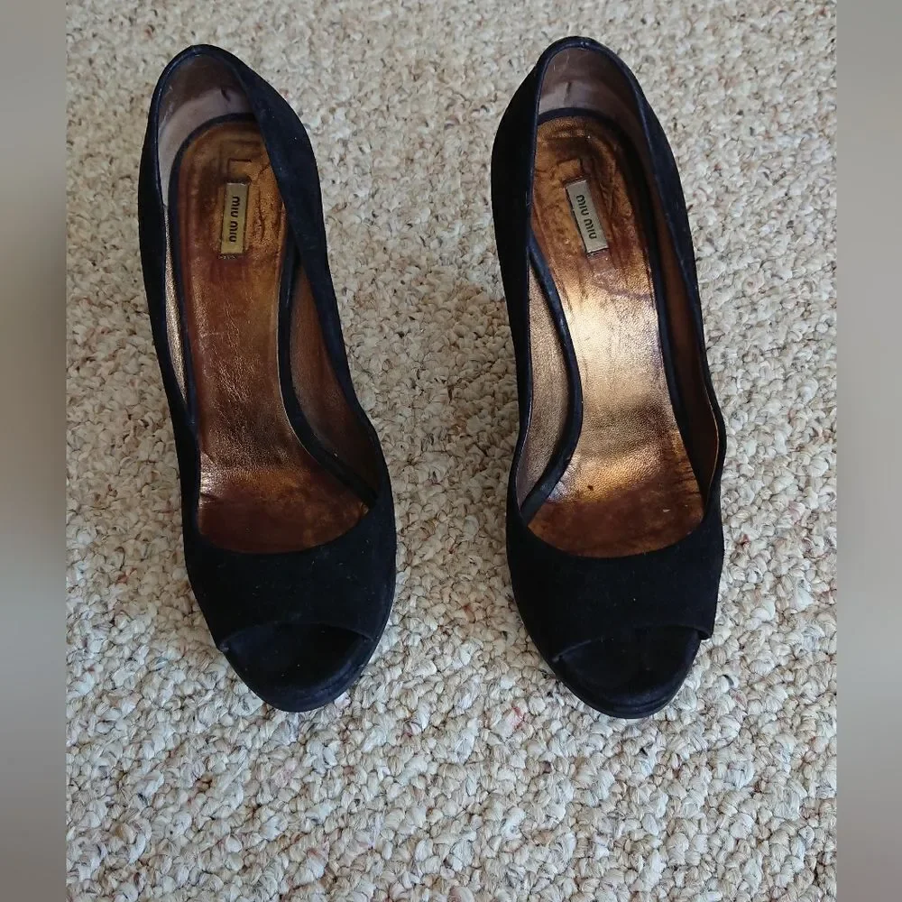Miu Miu black suede wedges size 6.5
